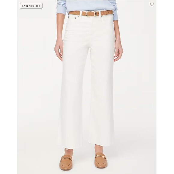 J.CREW Wide-Leg Crop 25P All-Day Stretch Cut Off Seashell White Jeans  B72 - Picture 1 of 6